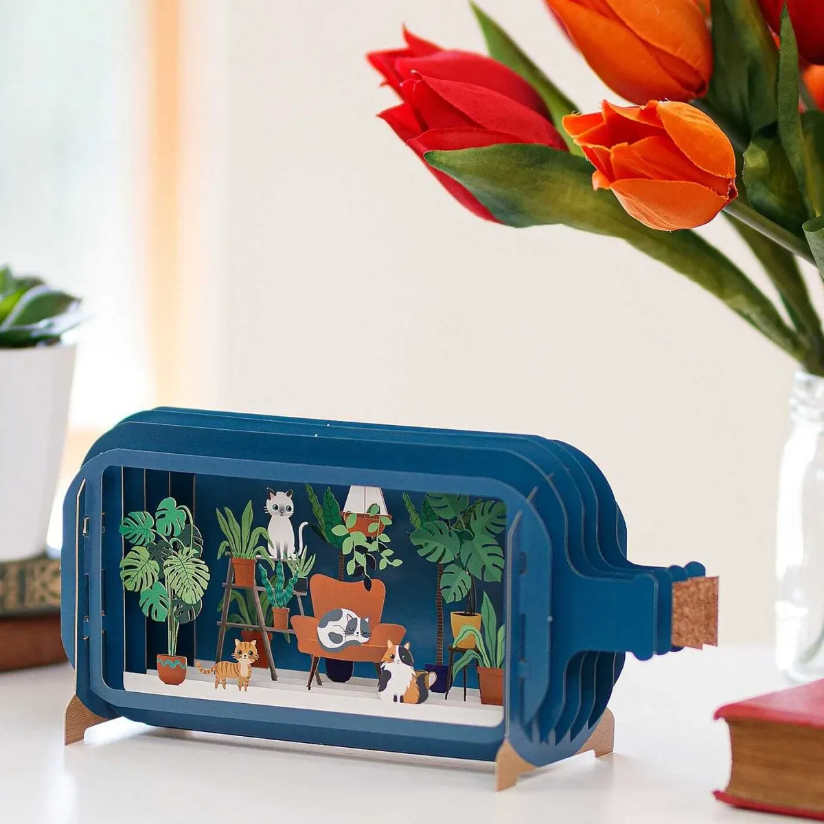 Cats On Sofa Message In A Bottle Card>Alljoy Design Best