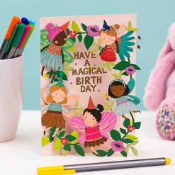 Fairies Paper Cut Art Birthday Card>Alljoy Design New