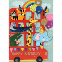 Safari Bus Paper Cut Art Birthday Card>Alljoy Design Outlet