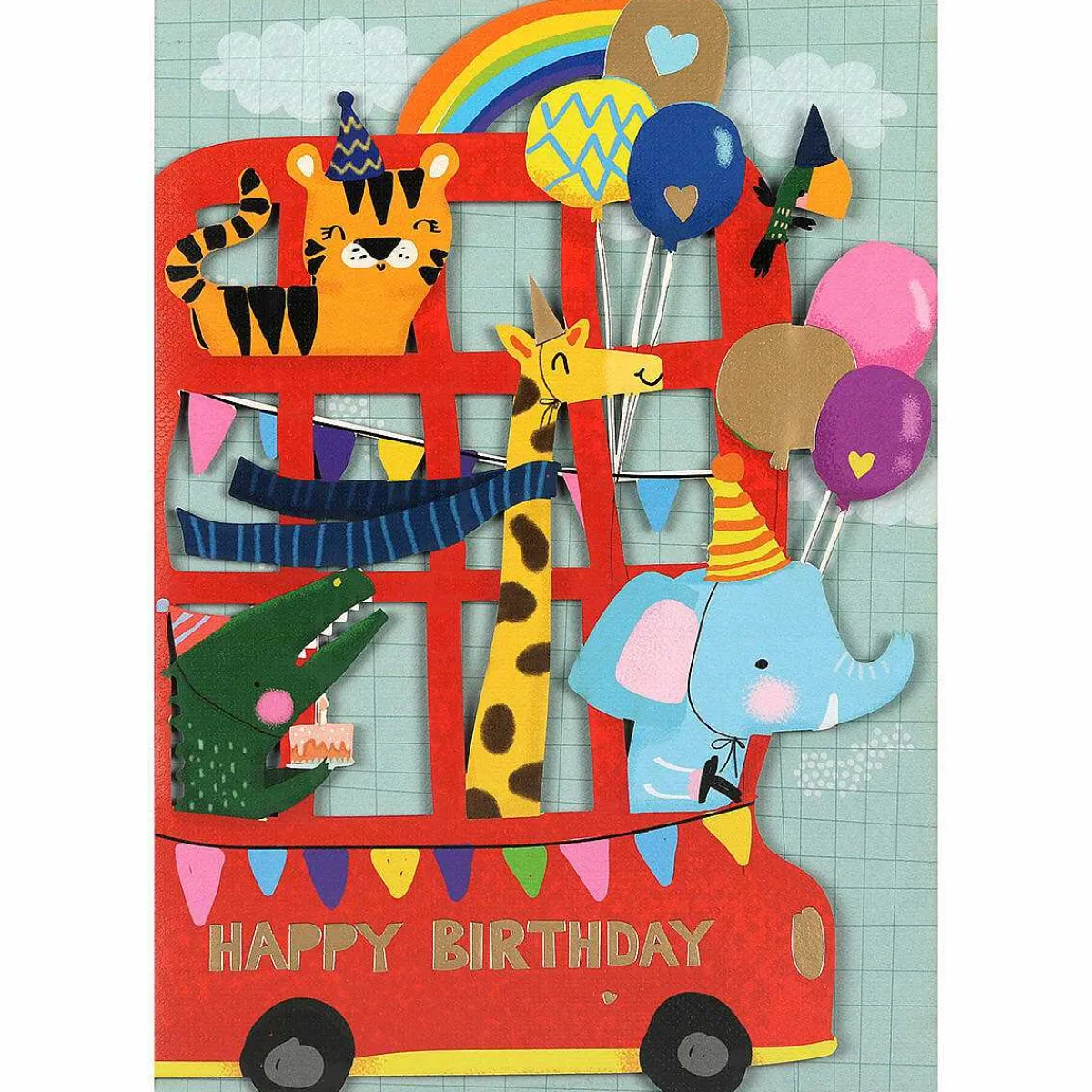 Safari Bus Paper Cut Art Birthday Card>Alljoy Design Outlet