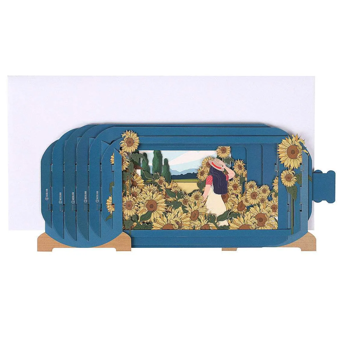 Sunflowers And Girl Message In A Bottle Card>Alljoy Design Fashion