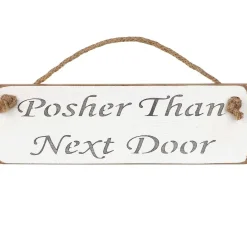'Posher Than Next Door' White Wooden Sign>Austin Sloan Cheap