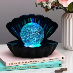 Black Glitter Pearl Seashell Colour Changing Mood Light><noscript><img width=