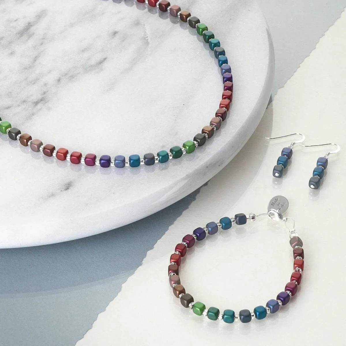 Blues Satin Cubes Earrings>Carrie Elspeth Outlet