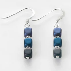 Blues Satin Cubes Earrings><noscript><img width=