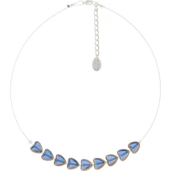 Blue Gold Edged Hearts Necklace>Carrie Elspeth Online