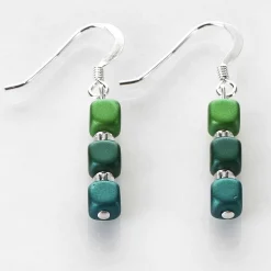 Greens Satin Cubes Earrings><noscript><img width=