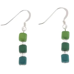 Greens Satin Cubes Earrings><noscript><img width=