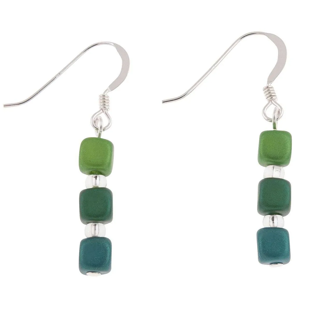 Greens Satin Cubes Earrings>Carrie Elspeth Fashion