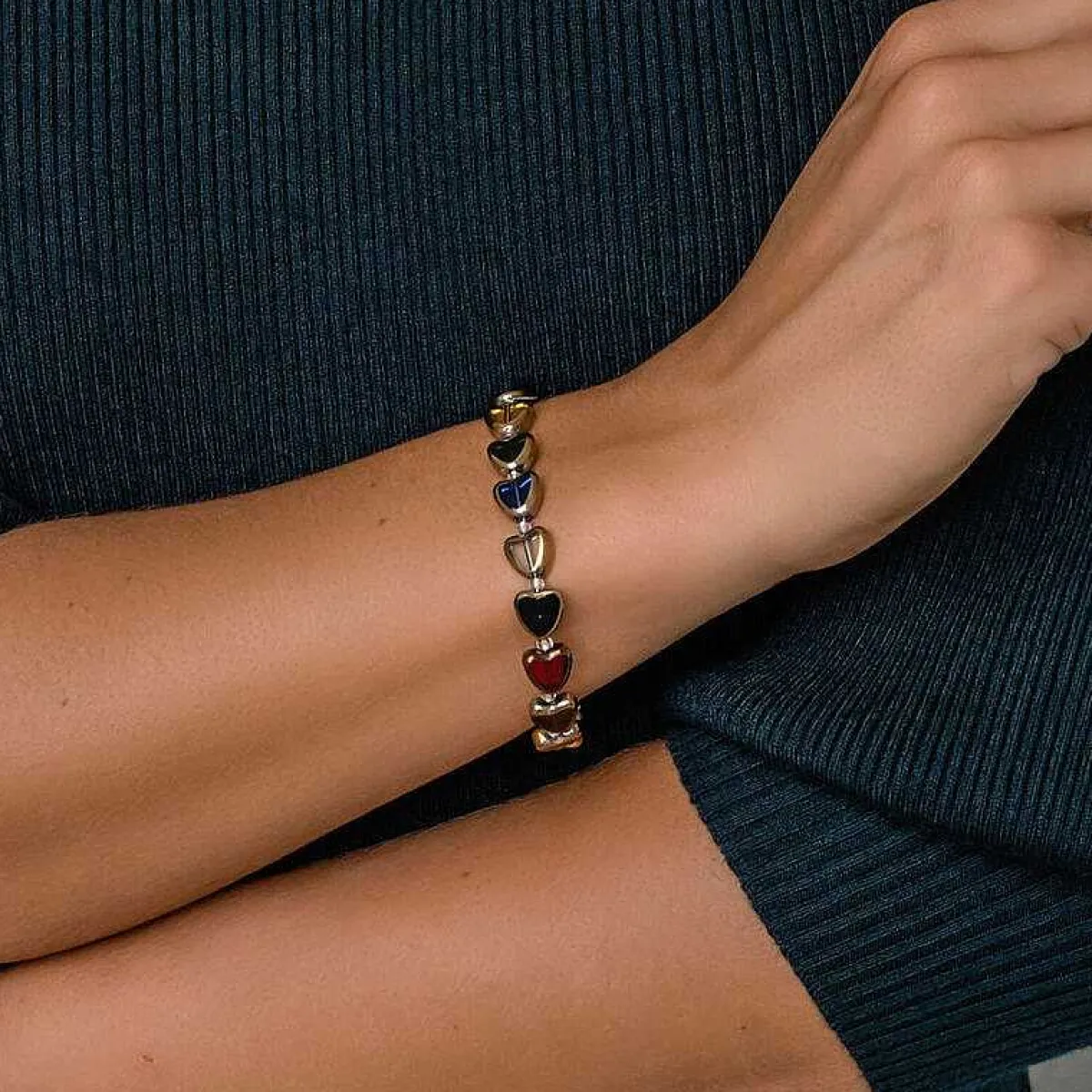 Multi Gold Edged Hearts Bracelet>Carrie Elspeth Best Sale