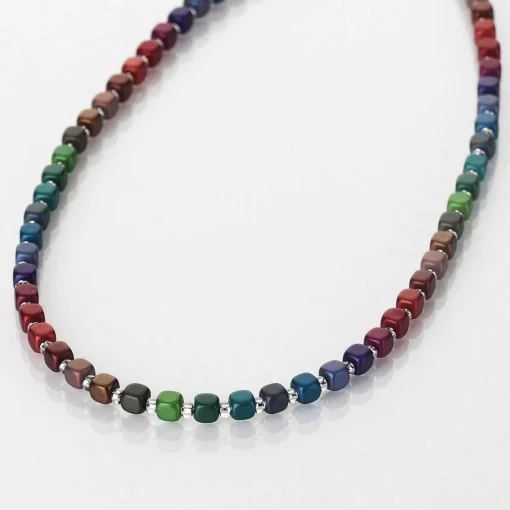 Rainbow Satin Cubes Full Necklace>Carrie Elspeth Fashion