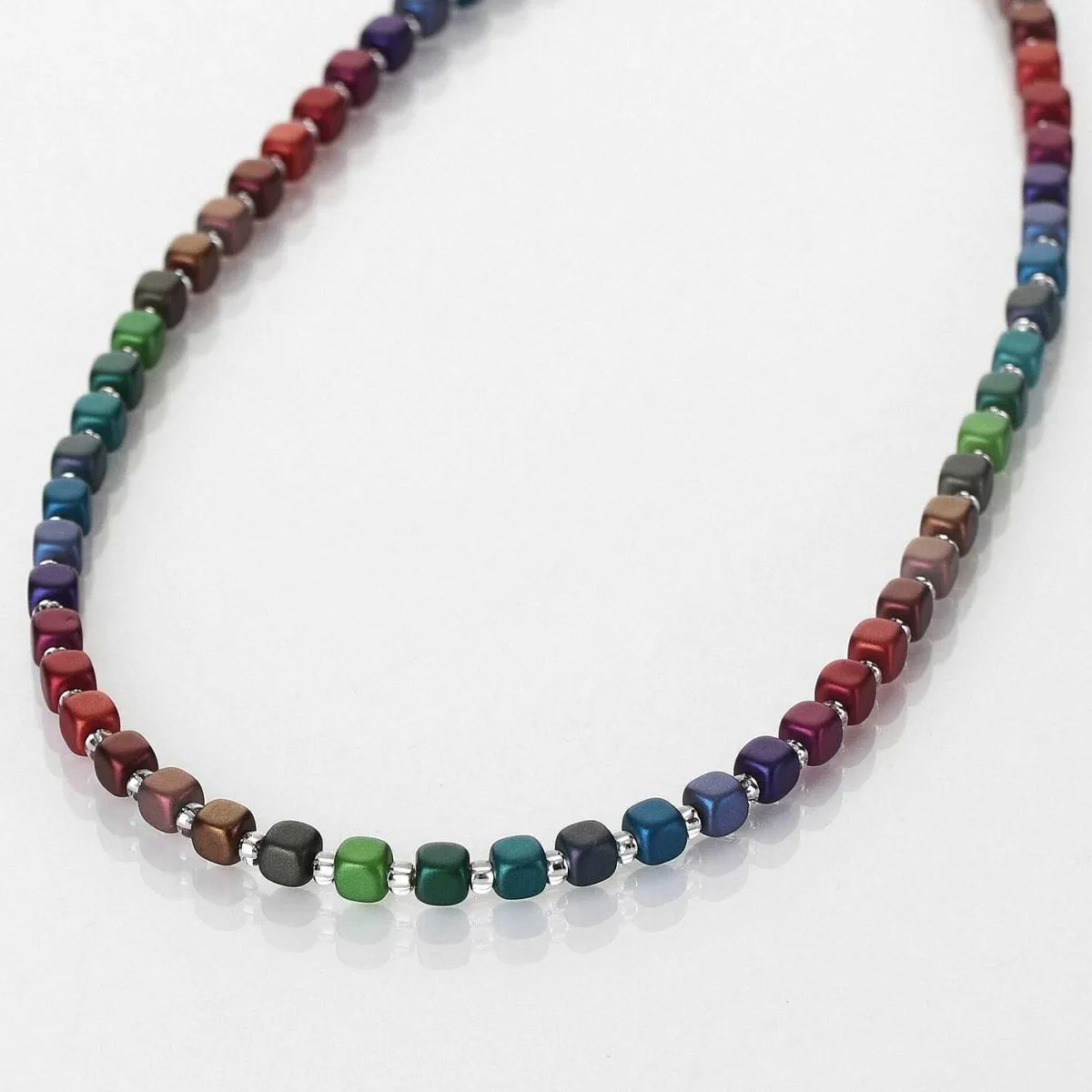 Rainbow Satin Cubes Full Necklace>Carrie Elspeth Fashion