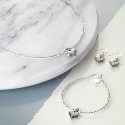 Silver Heart Strings Bracelet><noscript><img width=