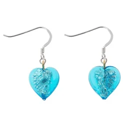 Silver Lined Turquoise Heart Earrings><noscript><img width=
