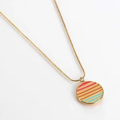Warm Enamel Sunset Pendant Necklace><noscript><img width=