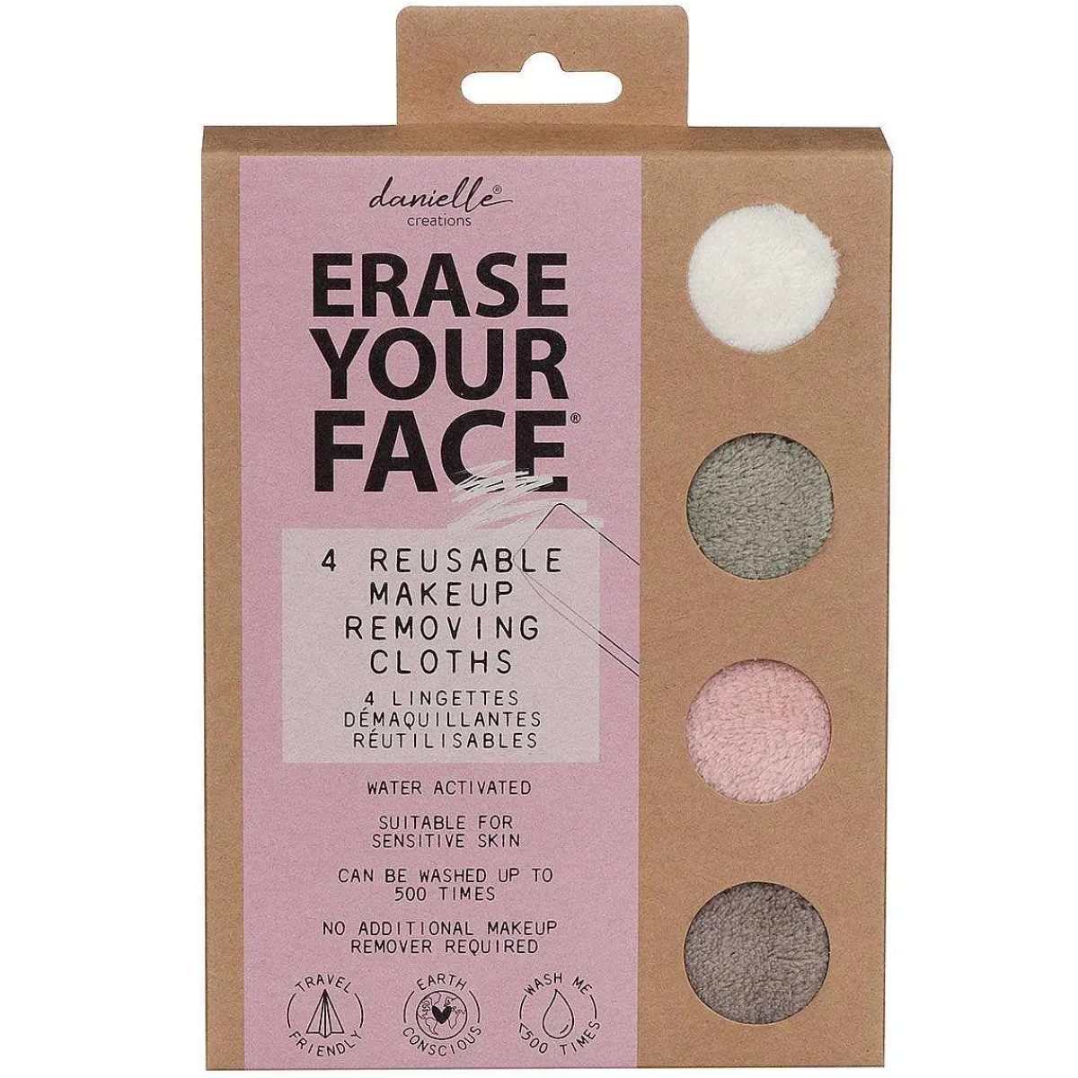 Erase Your Face Nude Pack Of Four Reusable Makeup Removing Cloths>Danielle Creations Online