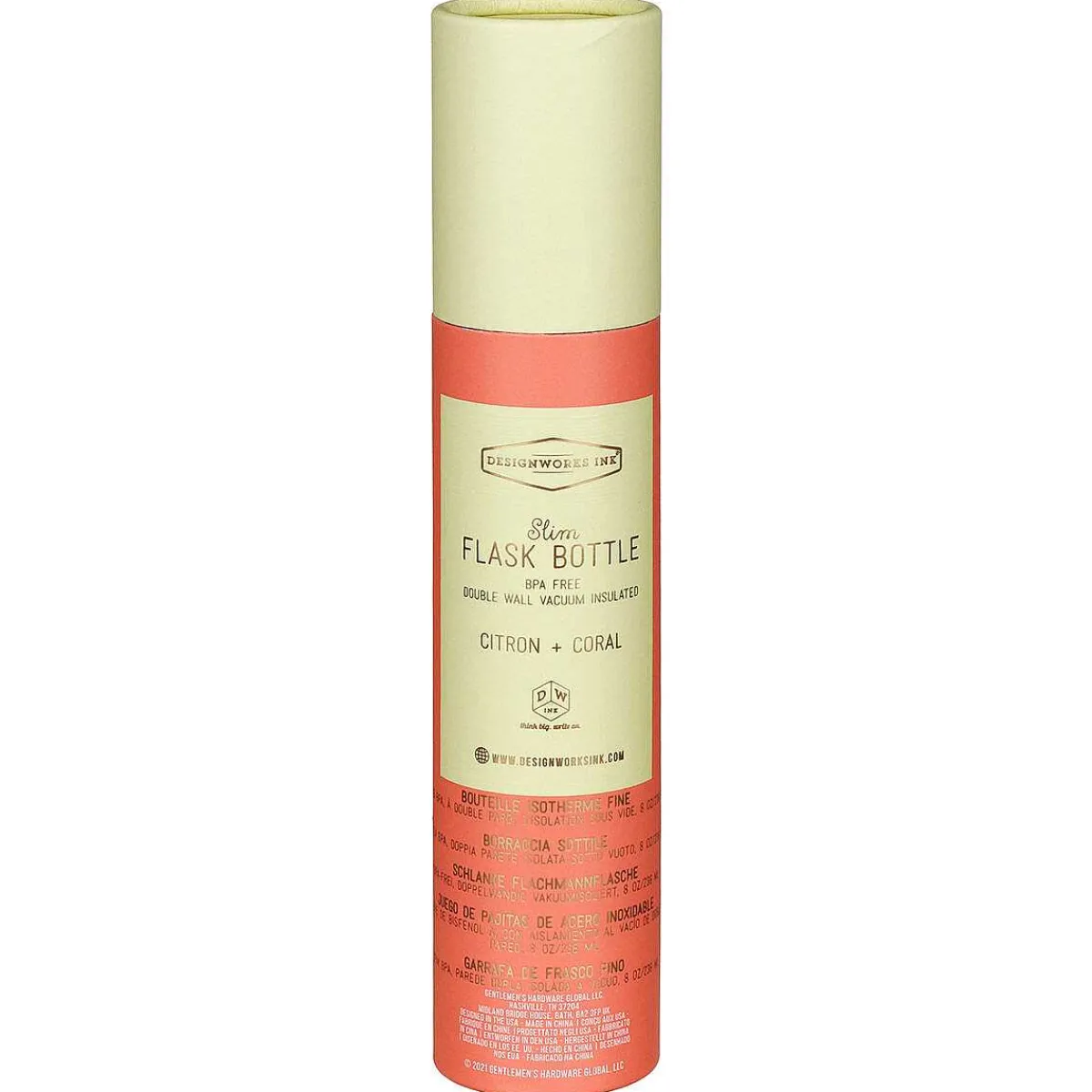 Citron & Coral Slim Flask Bottle>Designworks Ink Outlet
