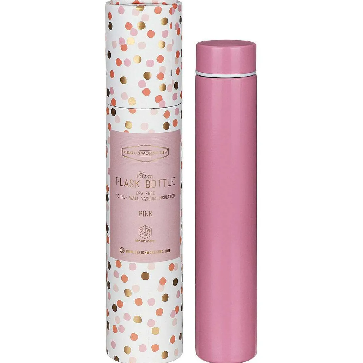 Confetti Pink Slim Flask Bottle>Designworks Ink Discount