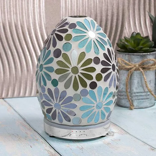Blue Flower Mosaic Egg Colour Changing Aroma Humidifier>Desire Discount