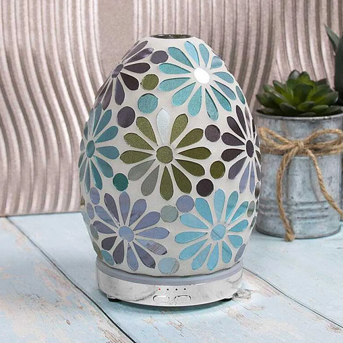 Blue Flower Mosaic Egg Colour Changing Aroma Humidifier>Desire Discount