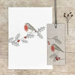 Bird And Berry Robin Greetings Card><noscript><img width=