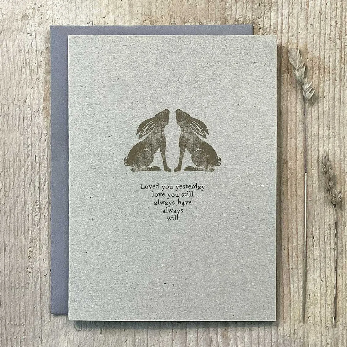 Block Print 'Love You' Hares Greetings Card>East of India New