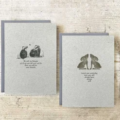 Block Print 'Love You' Hares Greetings Card><noscript><img width=