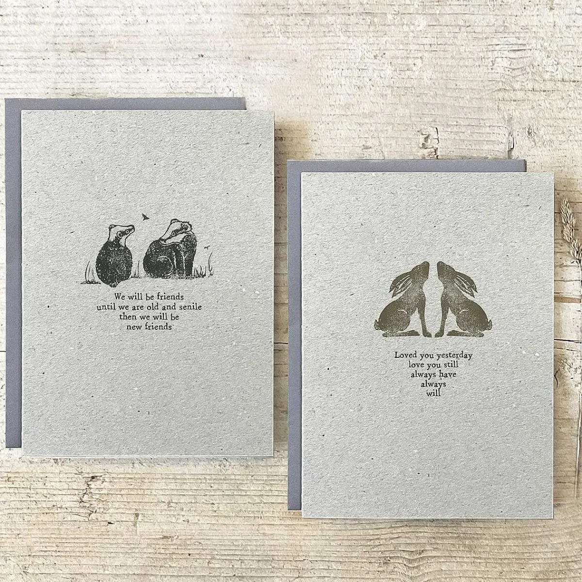 Block Print 'Love You' Hares Greetings Card>East of India New