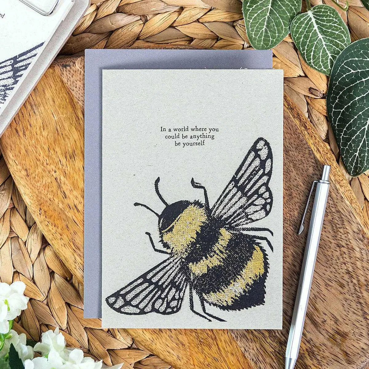 Block Print 'Be Yourself ' Bee Greetings Card>East of India Discount