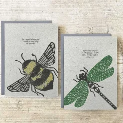 Block Print 'Be Yourself ' Bee Greetings Card><noscript><img width=