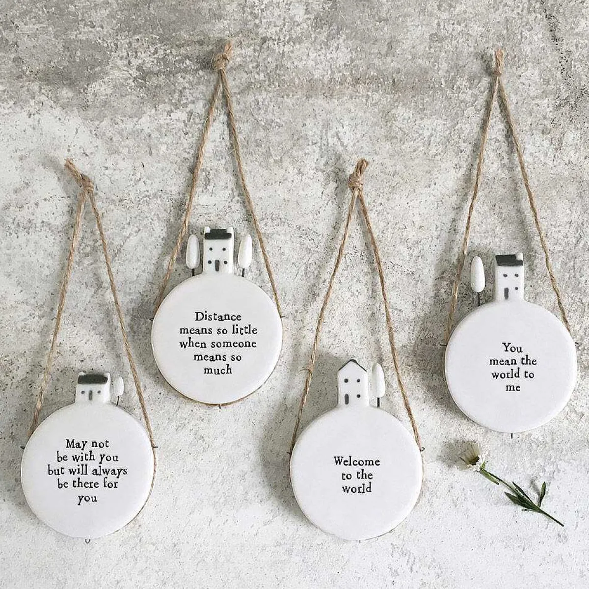 'Distance Means So Little' Circle Porcelain Hanger>East of India Outlet