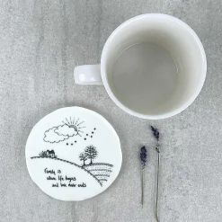 'Family Is Where The Life Begins' Countryside Coaster>East of India Clearance