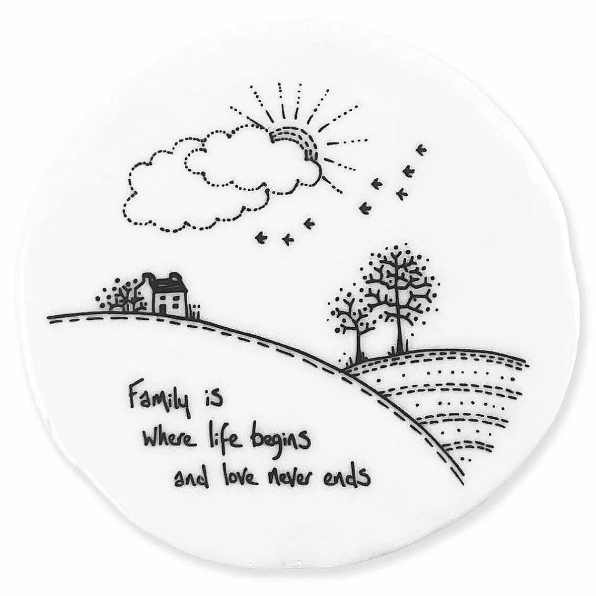 'Family Is Where The Life Begins' Countryside Coaster>East of India Clearance