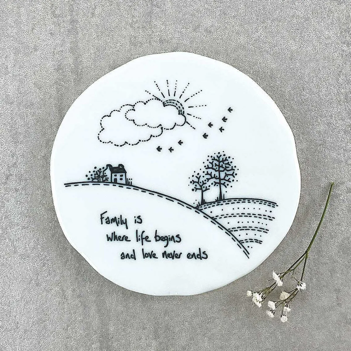 'Family Is Where The Life Begins' Countryside Coaster>East of India Clearance