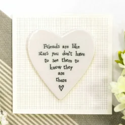 'Friends Are Like Stars' Porcelain Heart Card>East of India Fashion
