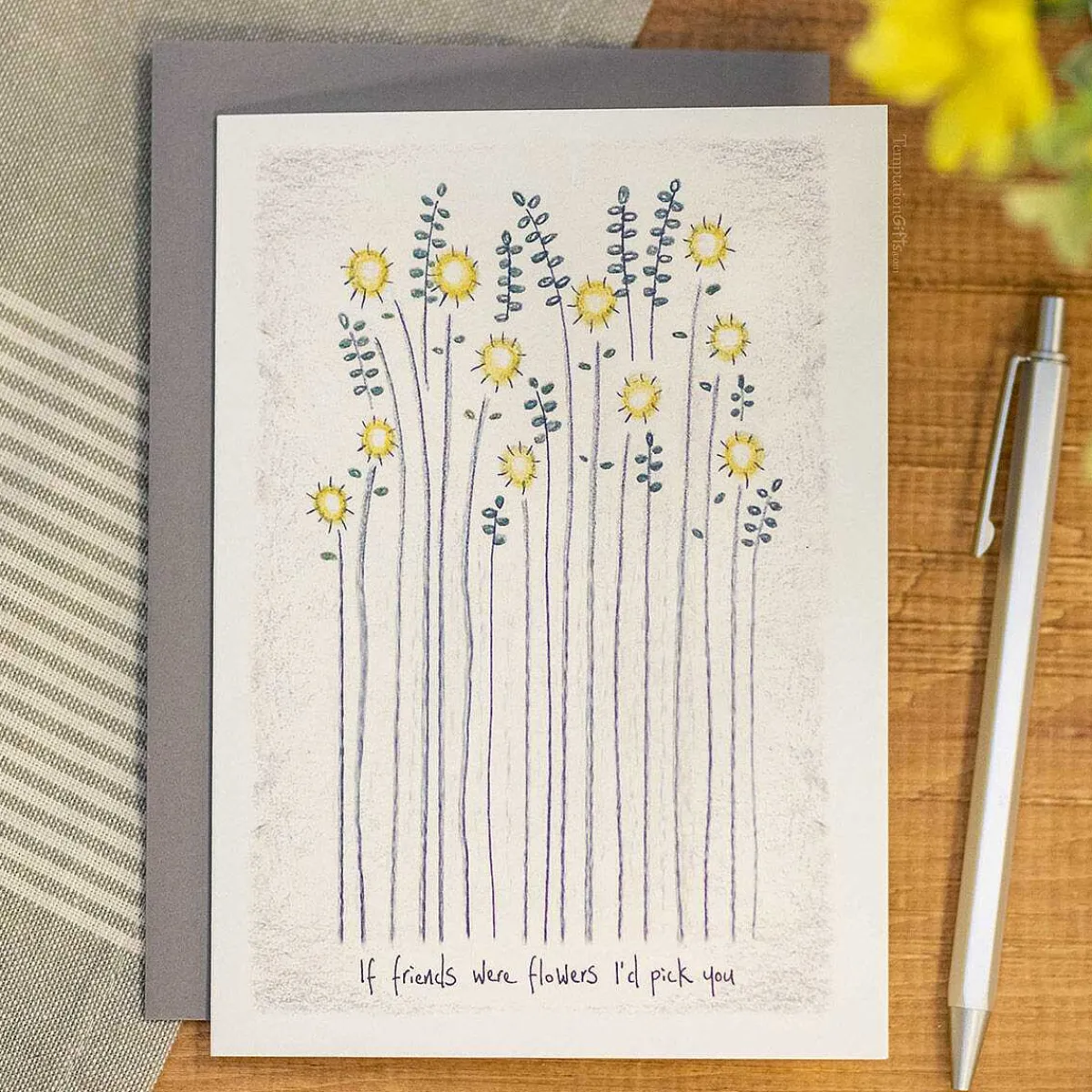 'Friends Were Flowers' Tall Flower Card>East of India Shop