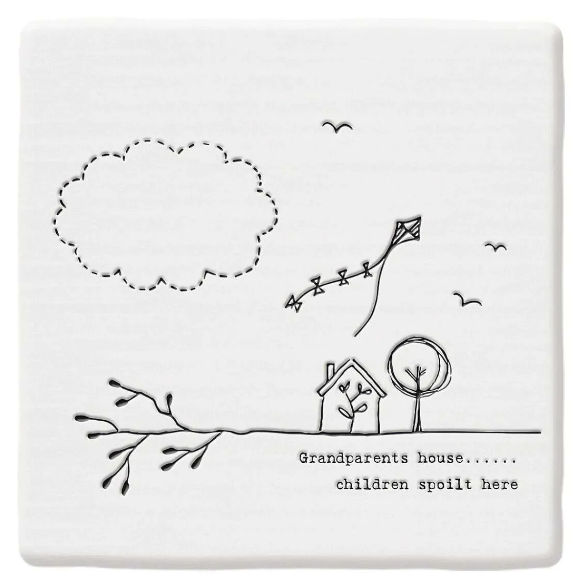 'Grandparents House' Porcelain Square Coaster>East of India New