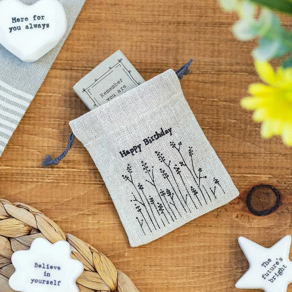 'Happy Birthday' Small Drawstring Bag>East of India Discount