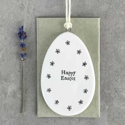 'Happy Easter' Porcelain Egg>East of India New