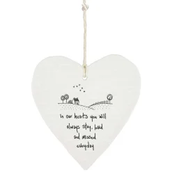 'In Our Hearts' Round Wobbly Porcelain Heart>East of India Store