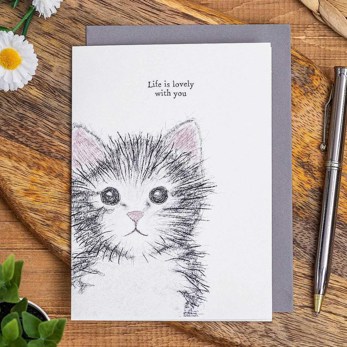 'Life Is Lovely With You' Cat Card>East of India Shop