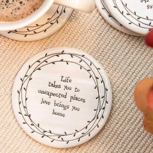 Life Takes You Porcelain Leaf Coaster>East of India New