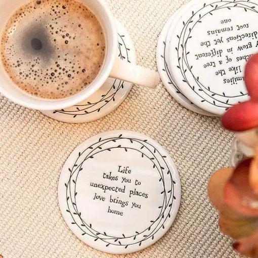 Life Takes You Porcelain Leaf Coaster>East of India New