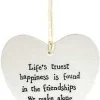 Life's Truest Happiness... Porcelain Heart>East of India Clearance