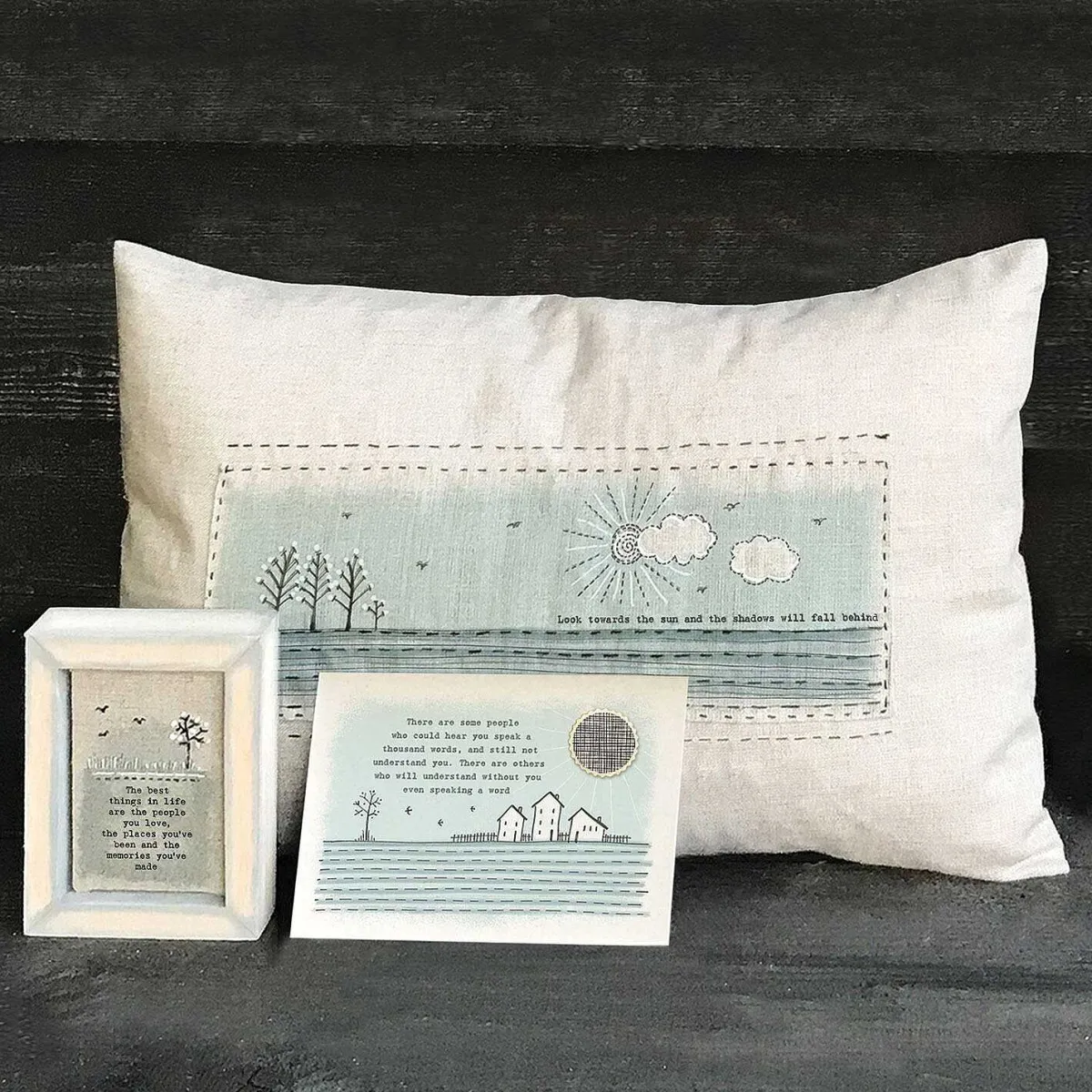 'Look Towards The Sun' Embroidered Cushion>East of India Online