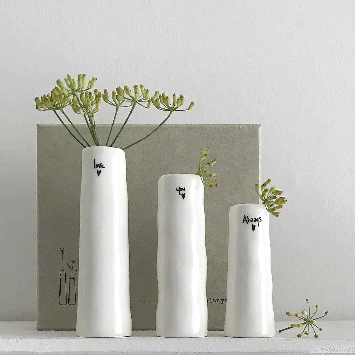 'Love You Always' Trio Of Bud Vases>East of India Fashion