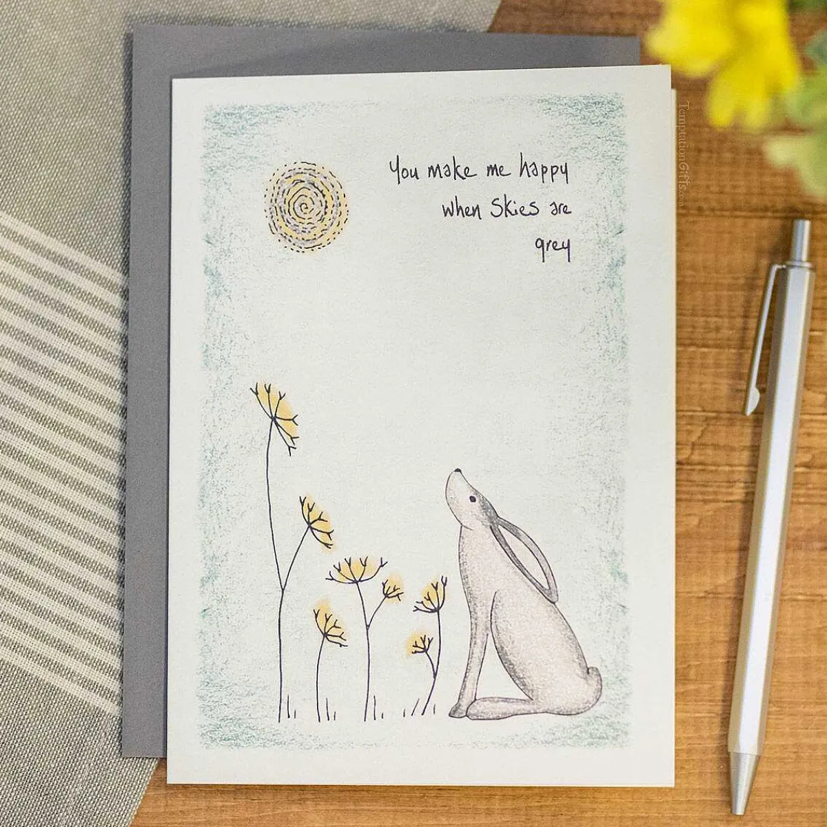 'Make Me Happy' Hare Card>East of India New