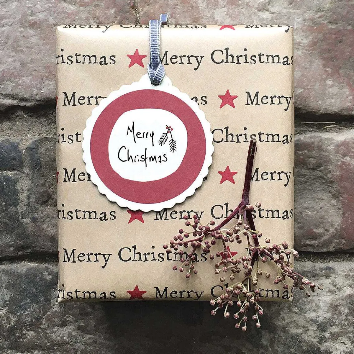 Merry Christmas Round Tag>East of India Shop