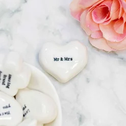 'Mr & Mrs' White Heart Token>East of India Cheap
