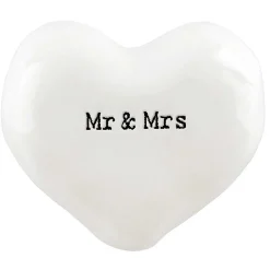 'Mr & Mrs' White Heart Token>East of India Cheap